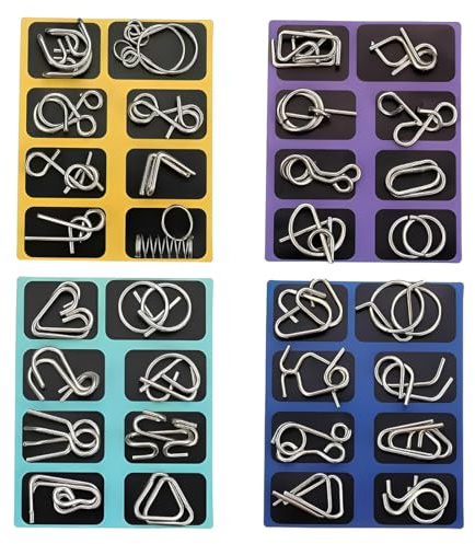 VEOIRXU 32 Stück Metallpuzzle Set Knobelspiele für Erwachsene Geduldsspiel für Erwachsene Geschicklichkeitsspiele Geduldspiele für Kinder IQ Puzzle 3D Brainteaser Geschenkidee für alle Altersgruppen