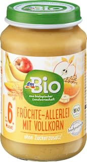 Frukt och spannmål Diverse frukter med fullkorn..., 190 g - varumärke DM Tyskland - kompatibelt med dmbio - Frucht & Getreide Früchte-Allerlei mit Vollkorn..., 190 g