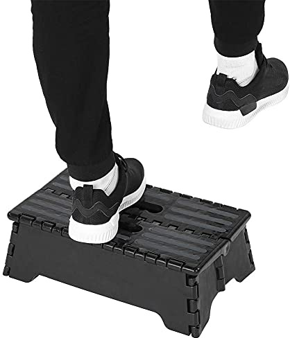 Sgabello pieghevole portatile per bambini, anziani, disabili, adulti, grande, 38 x 21,5 x 13 cm, antiscivolo, con maniglia per il trasporto, capacità di carico 136 kg, per viaggi, bagno, auto