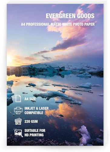 Evergreen Goods A4 Matte Double-Sided Photo Paper 220 GSM | 50 Sheets