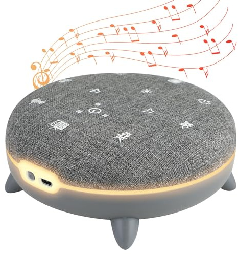 TERRAILLON - Zen Box, Entspannungshilfe, Geräuschmaschine, weiß, mit 7 beruhigenden Sounds, Streaming von Musik über Bluetooth, 8 Lichteinstellungen, Programme 30-60-90 min, USB-C