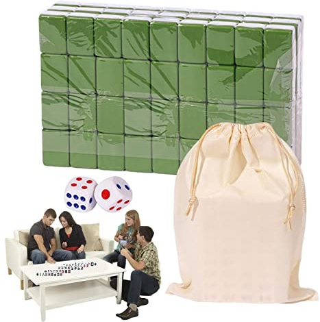 higyee Mahjong-Spiel | Traditionelles chinesisches Reise-Miniatur-Tischspiel mit großer Tasche,Tragbares Tischspiel mit 146 Melaminharz-Mahjong-Steinen für die Familienfreizeit
