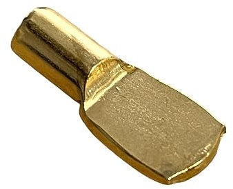 JAM2DAY 12 x Shelf Support Studs Pegs for Standard 5 mm Hole - Strong 60kg Load Capacity… (7mm Spade Type - Brass)
