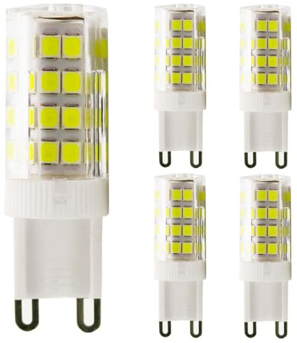 Chao Zan Bombillas LED G9 de 5W, AC 220V, Ángulo de Haz 360°, Sin Parpadeo, Base estándar G9, No Regulable (5 Unidad, Blanco Frío)