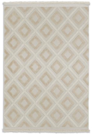 Schöner Wohnen Kollektion Hochwertiger Outdoor Teppich wetterfest - Teppich Wohnzimmer - Außen Teppich strapazierfähig Balkon, Terasse, Garten - Rauten beige 133 x 190 cm
