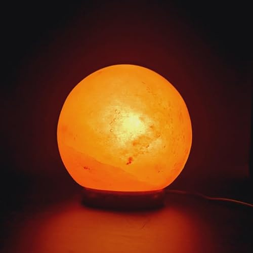 LANDSTER Salzlampe Salzkristall lampe Kugel Pyramide Oval Herz Engel förmig Natürliche lampe Handgefertige Dekoration home decor aus Salt Range Pakistan (Kugel)