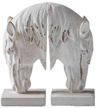 Buchstützen Dekorative Buchstützen Vintage Pferd Kopf Ornamente Pferd Kopf Ornamente Buchstützen für Regale Kunst Buchstützen - Weiß Buchende