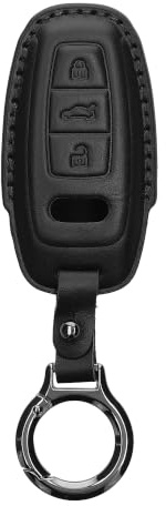 kwmobile Premium Leder Autoschlüssel Schutzhülle kompatibel mit Audi A6 A7 A8 Q7 Q8 3-Tasten Autoschlüssel Keyless Hülle - Schlüssel Tasche - Schwarz