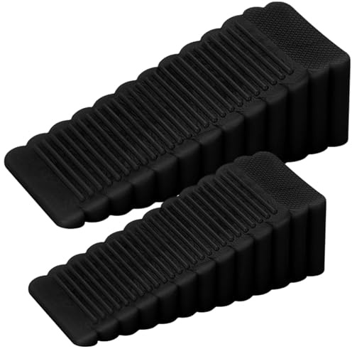 2X Türstopper Boden Door Stopper Türstopper Keil Schwarz, Türstopper Boden Schwarz, Kratzfester Rutschfester Türkeil Türkeil Gummi Rutschfester Türstopper Boden PVC Soft Material 7 x 3 x 2 cm