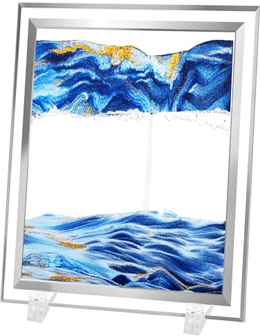 AzureLeap Sable mouvant - Mouvement liquide 3D - Couleur paysage de sable profond - Décoration de bureau - Décoration de bureau - 25,4 cm - Bleu