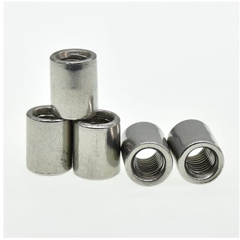 Runde Kupplungsmuttern M3 M4 M5 M6 M8 M10 Verlängern lange runde Kupplungsmutter Verbindungsmutter aus Edelstahl 304 for Leitspindeln(M3-10-S6(5PCS))
