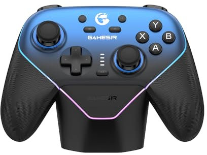 GameSir Super Nova Controller Wireless con Base di Ricarica – Stick Hall Effect, Grilletti Regolabili – Switch/Switch 2 Gyro, PC, Mobile – Nightfall Blue