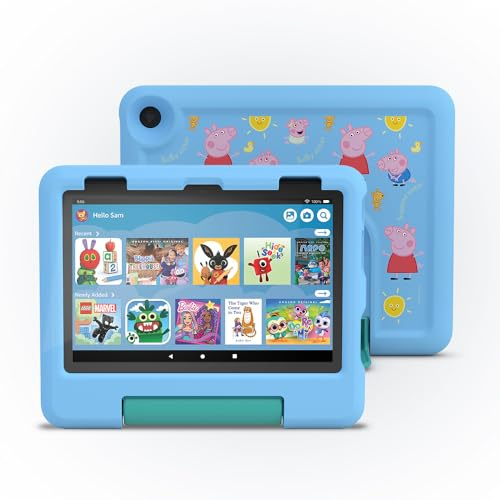 Amazon Fire HD 8 Kids tablet (Peppa Pig, limited edition), ages 3–7 | Includes ads-free books, games and videos, 8 HD screen, parental controls, 13-hr battery, 32 GB, Blue