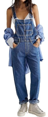 Dam Jeans Jumpsuit Loose Fit Denim Overall Justerbar rem Jean Haklapp Romper Sommar Casual Baggy Byxor Arbetsdräkter