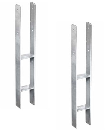 Set H-Pfostenträger 9x9x60 cm – Stahl verzinkt – stabiler Pfostenanker für Zaunpfosten 9x9 cm (2)