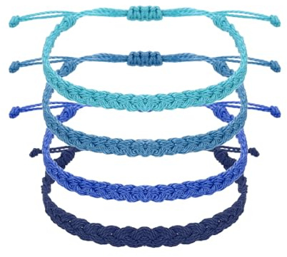sourcing map Braided Rope Bracelet, Adjustable Woven String Bracelets Summer Beach Ankle Handmade String