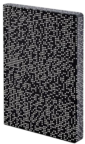 Nuuna Notizbuch A5+ Graphic L - Analog, Leder schwarz | Dotted Journal | 3.5 mm Punktraster Grau | 256 nummerierte Seiten | 120 g Premium-Papier | made in Germany