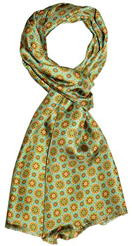 Lorenzo Cana Herrenschal 100% Seide in harmonischen Grün Farben bedruckt doppellagig Seidenschal Seidentuch Tuch Dandy Style 30 cm x 160 cm -8920411
