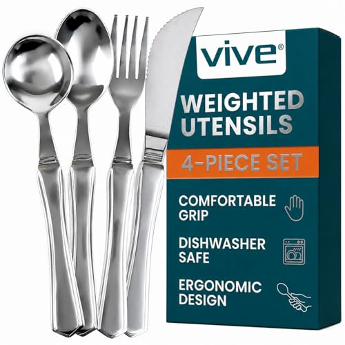 Vive Utensilios con peso (4 piezas) – Juego de cuchara y tenedor Parkinson