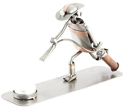 Steelman24 I Omini di Viti Vigile del Fuoco Portacandelina con Piastra di Incisione Personale I Idee Regalo Originale I Soprammobili in Metallo
