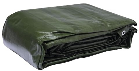 WERKA PRO Bâche Multifonctions Ultra Résistante 240 g/m², Protection Optimale pour Bois, Véhicules et Remorques, illets tous les 50 cm, Coloris Réversible Vert et Noir, 6 x 10 m