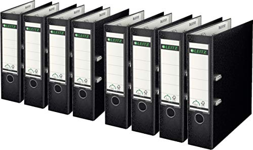 Sparpack Leitz 1010 Qualitäts-Ordner Plastik breit, mit patentierter 180º-Präzisionsmechanik (8er Sparpack | 8cm Breit, schwarz)