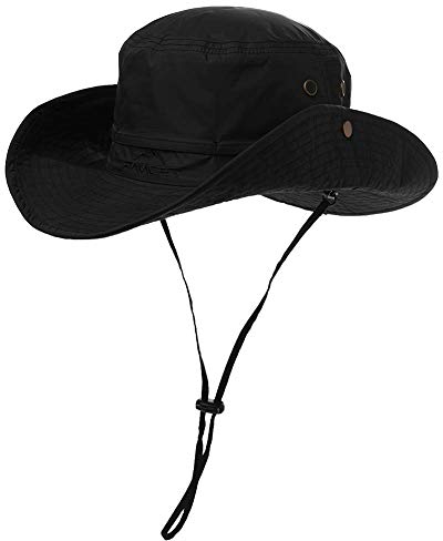 Comhats Outdoor Faltbarer Boonie Buschhut mit Kinnband UPF 50+ Unisex Schwarz