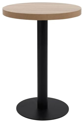 vidaXL Mesa de Bistró Mueble de Comedor Bar Barra Restaurante Cafetería Decoración Jardín Exterior Terraza con Tabla Redonda MDF Marrón Claro