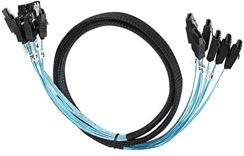 Starbun Câble de données SATA-6 ports 1 m 6,0 Gbps SATA3.0 tressé boîtier d'ordinateur câble de données de disque dur 6 entrées 6 sorties