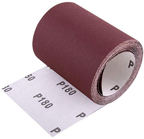 SIQUK Rollo Lija 5m x 93mm Papel de Lija para Madera y Coche, Grano 180