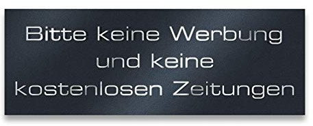Metzler Edelstahl Briefkastenschild Keine Werbung und keine kostenlosen Zeitungen - Anthrazit RAL7016 Pulverbeschichtet matt - Türschild mit selbstklebender Rückseite - Größe: 8,5 x 3 cm