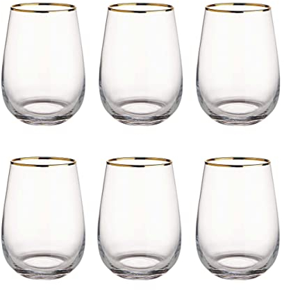 BUTLERS 6er Set Trinkgläser mit Goldrand 590ml elegante Vintage Gläser - TOUCH OF GOLD - Wassergläser Set, Cocktailgläser Set | Trinkgeschirr Wasser, Tee, Limonade, Eiskaffee, Longdrinks