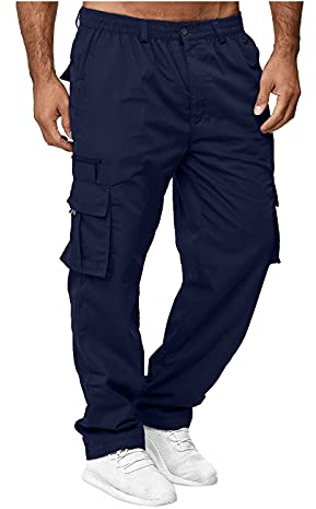 Herren Cargohose Regular Fit Einfarbig Straight Breite Freizeithose Funktioneller-Stil Cargo Jogginghose Tactical Outdoorhose Mit Vielen Taschen Shot Sport Campinghose Trekkinghose