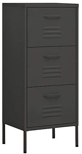 vidaXL Lagerschrank Sideboard Kommode Anrichte Stahlschrank Schrank Beistellschrank Mehrzweckschrank Bücherschrank Standschrank Anthrazit 42,5x35x101,5cm Stahl