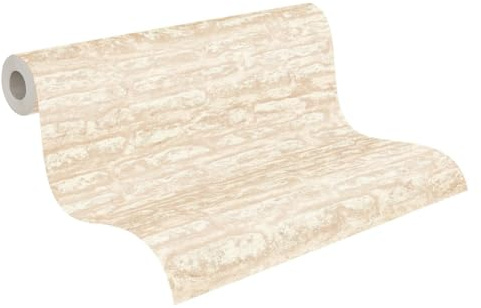 A.S. Création Attractive 2 390272 Papier peint intissé en pierre Beige Blanc 10,05 m x 0,53 m Fabriqué en Allemagne