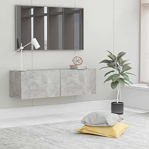 homiuse TV Board Betongrau 100x30x30 cm Holzwerkstoff Fernsehschrank Fernsehtisch TV Lowboard TV Kommode Fernseher Schrank TV Schrank Fernsehertische TV Cabinet