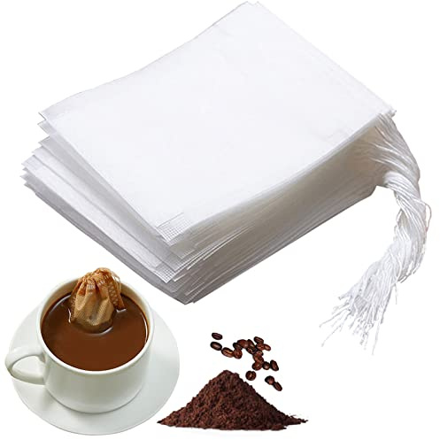 Cold Brew Mesh Filter, 100pcs Disposable Mesh Brewing Bags Cold Brew Coffee Filter Bag with Drawstring Coffee Filters Tea Potpourri Bags for Straining, Concentrate, Iced Coffee Maker Hot Cold Brew Kit