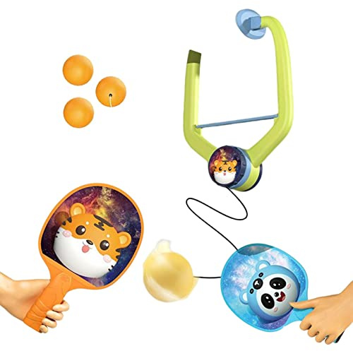 Keloc Tischtennis-Trainer-Set für Kinder – leuchtende Farbe Tischtennis-Trainingsgerät zum Aufhängen – Tischtennisschläger-Geschenk-Set für Kinder, Selbsttraining, Dekompression