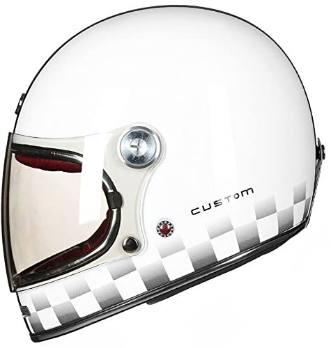 ZLYJ Vintage Integralhelm Motorrad Motorrad Scooter Retro Classic Crash Racing Touring ECE-Zugelassener Helm H,X-Large
