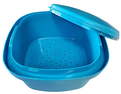 Tupperware Cuiseur vapeur multi-serveur pour micro-ondes, cuiseur à légumes 3 pièces, bleu, 3 pintes