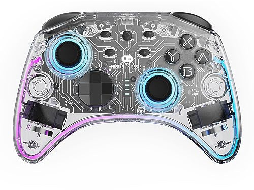 Freaks and Geeks Manette Switch/PC Sans Fil Polychroma à LED transparente