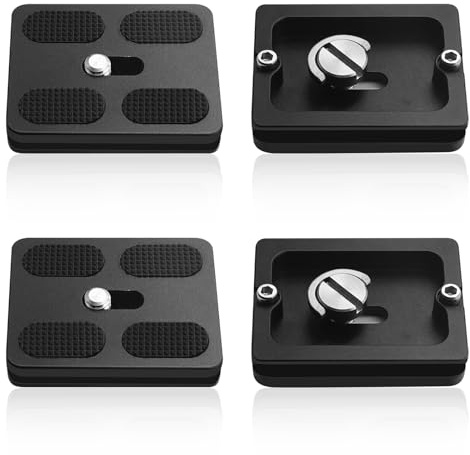 GZhaimai PU-50 Schnellwechselplatte Adapter, 4 Stück Quick Release Plate, Kamera Stativ Schnellwechselplatte mit 1/4 Kameraschraube, Kompatibel für Stativ Kugelkopf Schnellwechselplatte