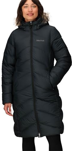 Marmot Damen Wm's Montreaux Coat, Leichte Daunenjacke, wasserdichter Daunenparka, warmer Wintermantel, regendichte Winterjacke, winddichte Funktionsjacke mit Kapuze, Black, L