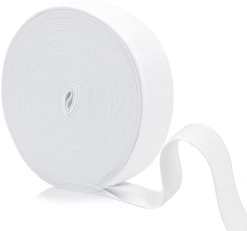 Bandes élastiques tressées blanches - 10 m x 2,5 cm de large - Pour couture et bricolage de masques, loisirs créatifs, couture, mercerie et vêtements