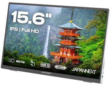JAPANNEXT Bärbar bildskärm pekskärm | 15,6 tum | Full HD | HDR | IPS-panel med HDMI/USB-C | G-Sync/FreeSync | JN-MD-i156FHDR-T