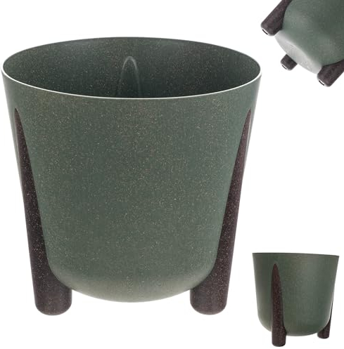 KADAX Übertopf mit Inneneinsatz, Blumentopf aus Kunststoff, Runder Pflanztopf, Dekorativer Blumenübertopf für Innen und Außenbereich (Grün, 21cm)