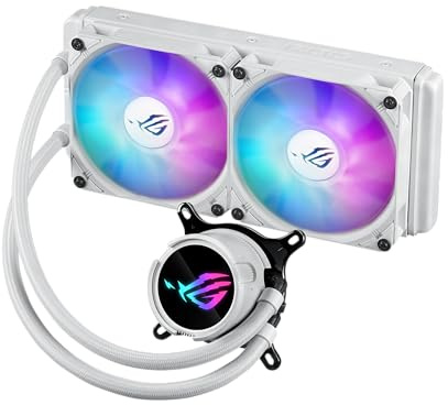 ASUS ROG Strix LC III 240 ARGB White Edition All-in-one CPU Liquid Cooler with 360° rotatable Water Block, Asetek’s New Gen7 v2 Pump, Premium ROG ARGB Fans, and 10+ Custom Aura Lighting Effects