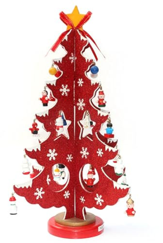 Lustige Miniatur Urlaub Holz Handwerk Dekor, Weihnachtsbaum Desktop Dekoration mit modernem Ornament für Party