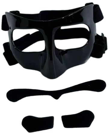 Baoblaze Basketball-Maske, Gesichtsmaske Sport mit Polsterung Gesichtsmaske Nasenschutz Gesichtsschutz für gebrochene Nase für Boxen, Training, Übung, Schwarzer schwarzer Aufkleber