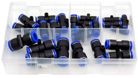 24Pcs Assorted Box of Push Fit Connectors Metric 4mm 6mm 8mm 10mm 12mm & 14mm Push-Fit